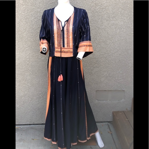 2 piece Wide Leg Crop Top Boho Style Outfit - sz L - Picture 1 of 9